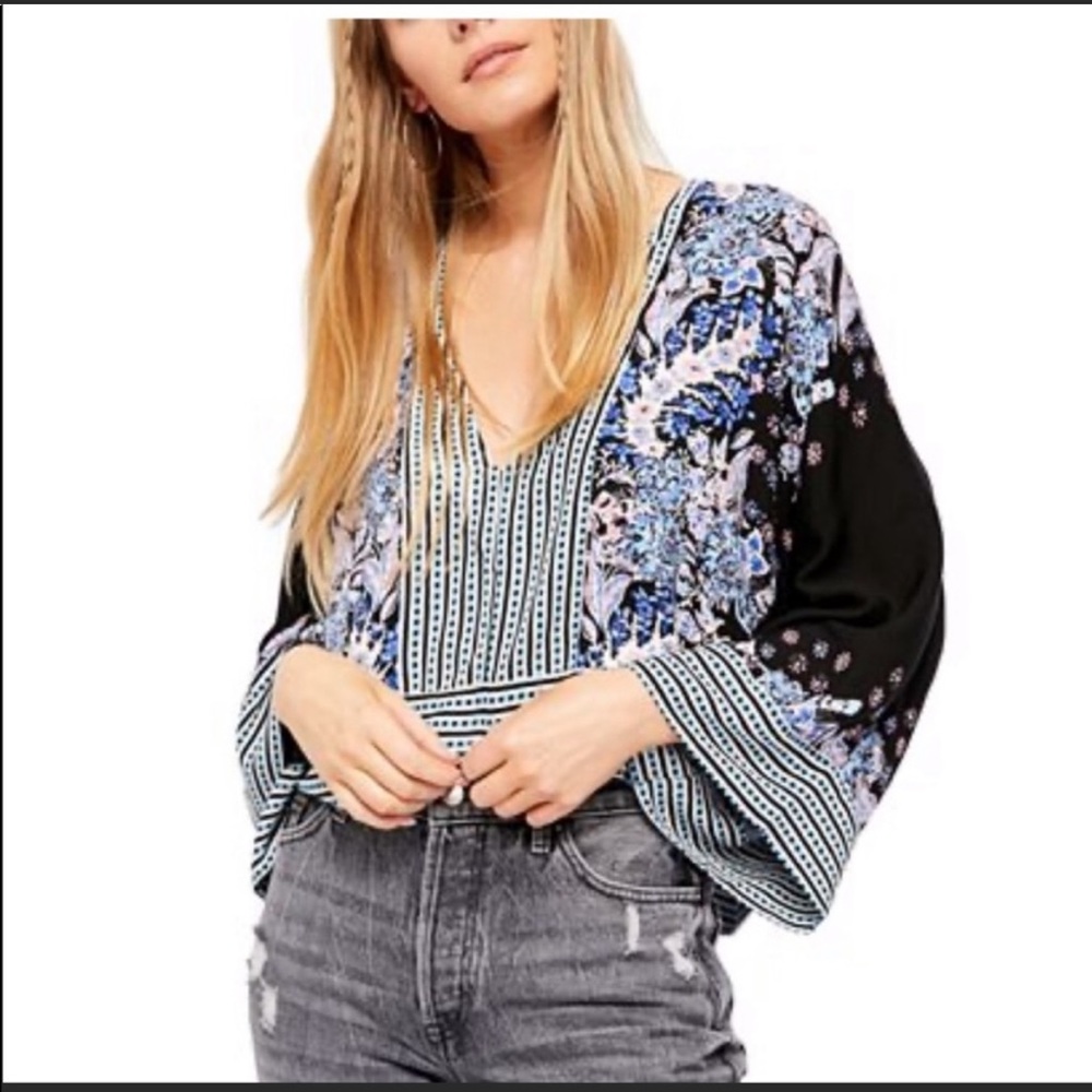 NWT FP Floral Mixed Print Boho Crop Top - Picture 2 of 11